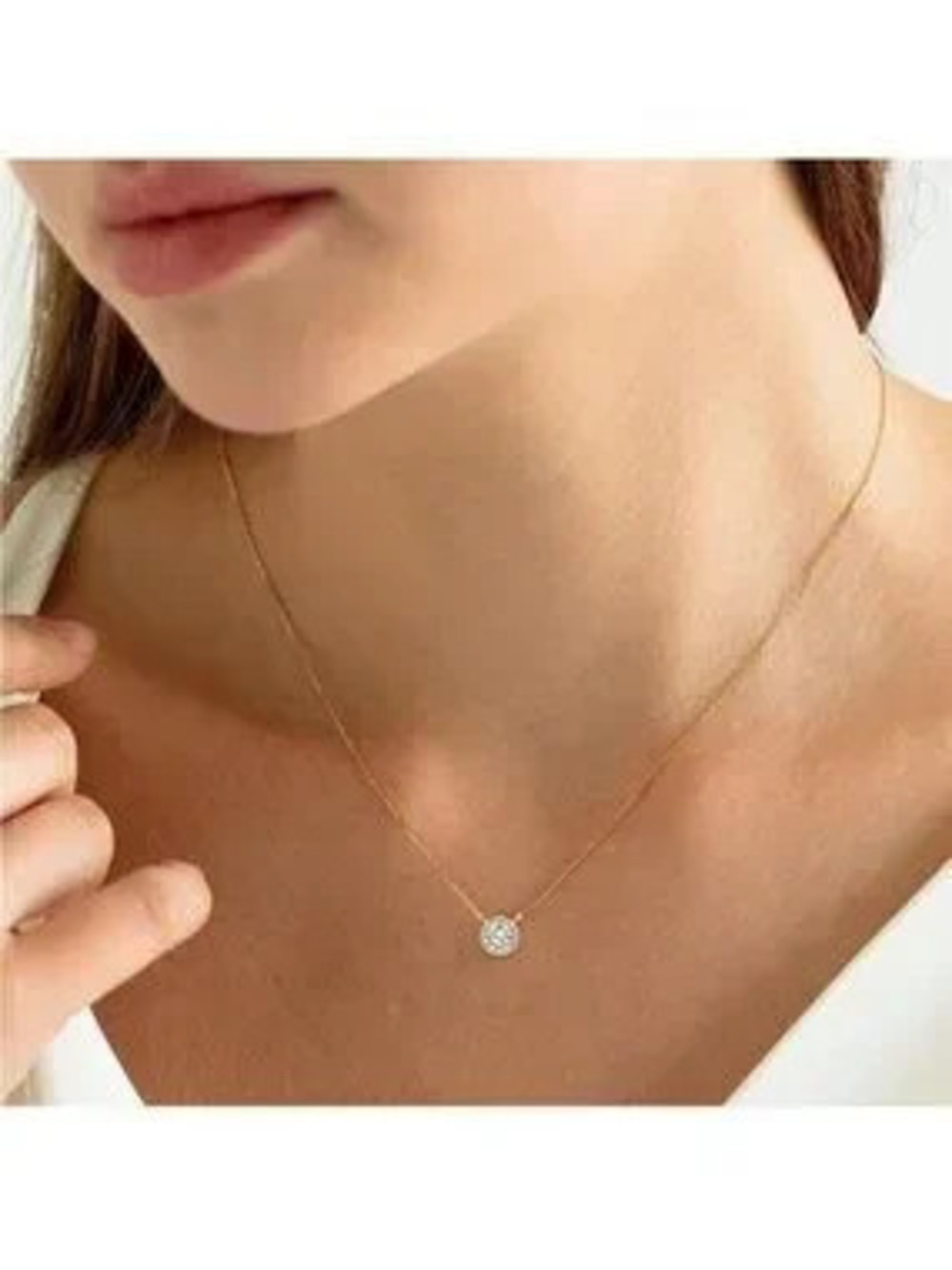 GOLD 14k Gold Plated Civic Zirconia Halo Chain Necklace